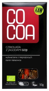 Czekolada surowa z jagodami goji BIO 50g - COCOA
