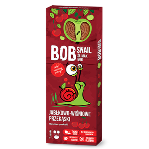 Bob Snail - Owocowa przekąska bez cukru bezglutenowa *Jabłko-Wiśnia* 30g -1608