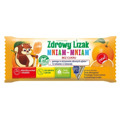 Lizak bez cukru o smaku pomarańczy Mniam - Mniam bezglutenowy 6g - STARPHARMA-1617