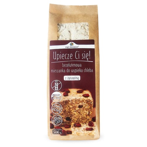 Mieszanka chleba bezglutenowego z żurawiną 500g - Pięć Przemian-1800