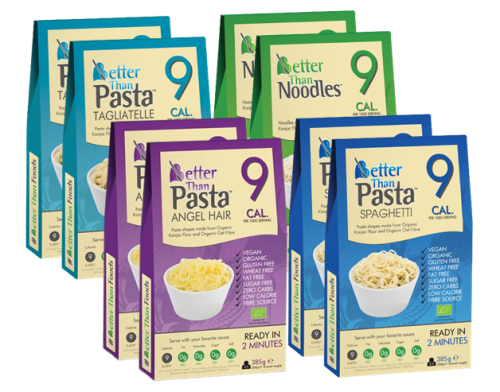 Zestaw 4 rodzajów makaronów konjac bez glutenu BIO 8 x 385g – Better Than Foods-1817