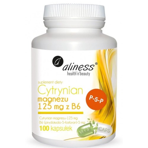 Cytrynian Magnezu 125mg z witaminą B6 100kapsułek - Aliness-1940