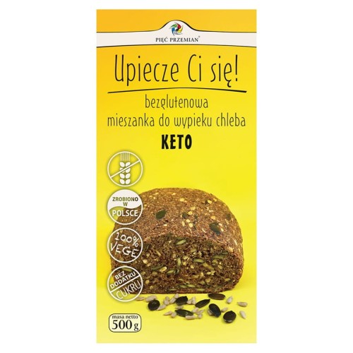 Bezglutenowa mieszanka do wypieku chleba KETO 500g - Pięć Przemian-2139