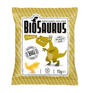 Chrupki kukurydziane Dinozaury o smaku serowym bezglutenowe BIO 15 g - Biosaurus