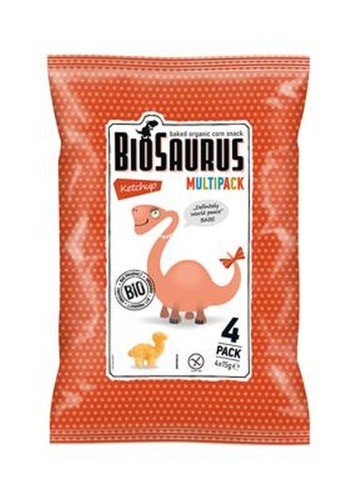 Chrupki kukurydziane Dinozaury o smaku ketchupowym bezglutenowe BIO 4x15 g - Biosaurus-2232