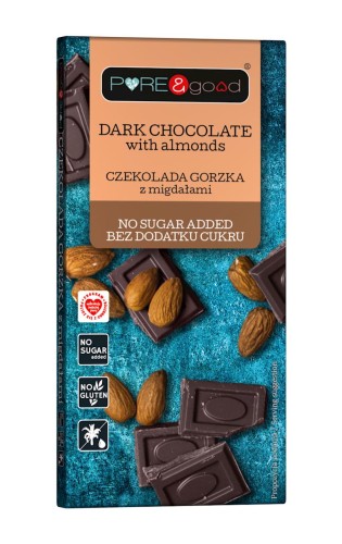 Czekolada gorzka z migdałami bez dodatku cukru 75 g - Pure&amp;Good-2241