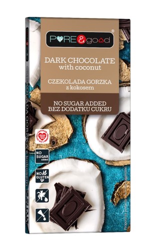 Czekolada gorzka z kokosem bez dodatku cukru 75 g - Pure&amp;Good-2240