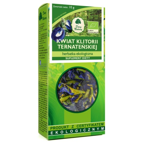 Herbatka ekologiczna Klitoria ternateńska kwiat, suplement diety, BIO 10g - Dary Natury-2301