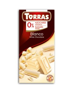 Czekolada biała bezglutenowa bez cukru 75 g - Torras
