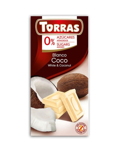 Czekolada biała z kokosem bezglutenowa bez cukru 75 g - Torras -2427