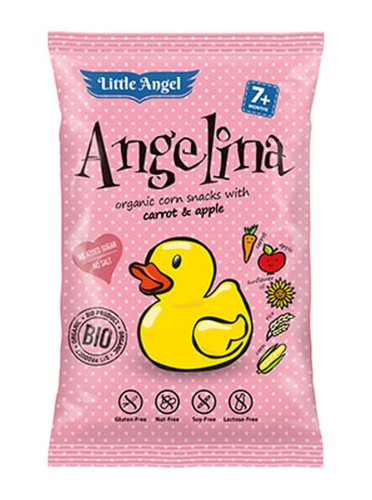Chrupki kukurydziane Angelina Marchew i Jabłko od 7 miesiąca bezglutenowe BIO 30 g -  Little Angel-2477