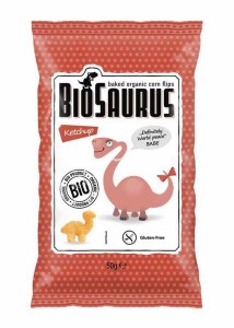 Chrupki kukurydziane Dinozaury o smaku ketchupowym bezglutenowe BIO 50g - BioSaurus