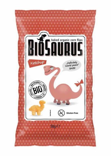 Chrupki kukurydziane Dinozaury o smaku ketchupowym bezglutenowe BIO 50g - BioSaurus-2478