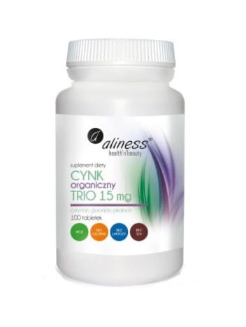 Cynk organiczny Trio 15mg, 100 tabletek  - Aliness-2550