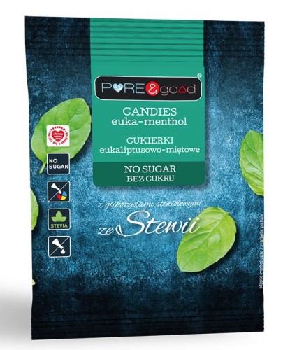 Cukierki / landrynki *Eukaliptus/mięta* bez dodatku cukru, ze stewią 50g - Pure &amp; Good-2583