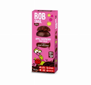 Bob Snail - Owocowa przekąska bez cukru bezglutenowa *Jabłko-Malina w ciemnej czekoladzie* 30g 