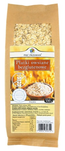 Płatki owsiane bezglutenowe zwykłe 500g - Pięć Przemian-2782