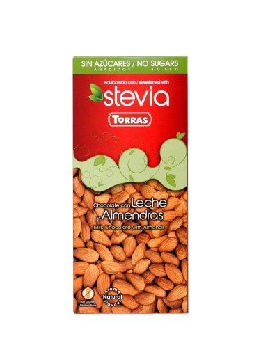 Czekolada mleczna z migdałami ze stewią 125g - Torras -2989