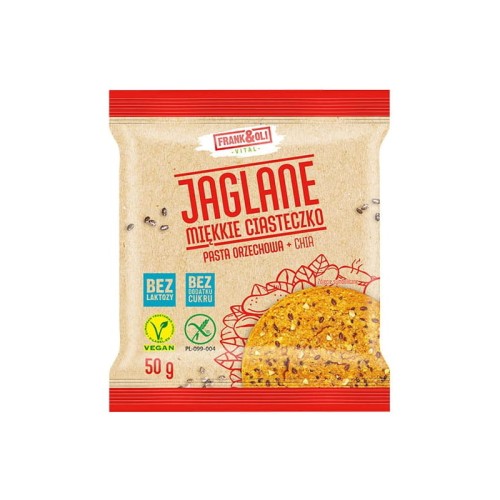 Ciastko miękkie bezglutenowe Jaglane z orzechami i chia, bez cukru 50g - Frank&amp;Oil-3015