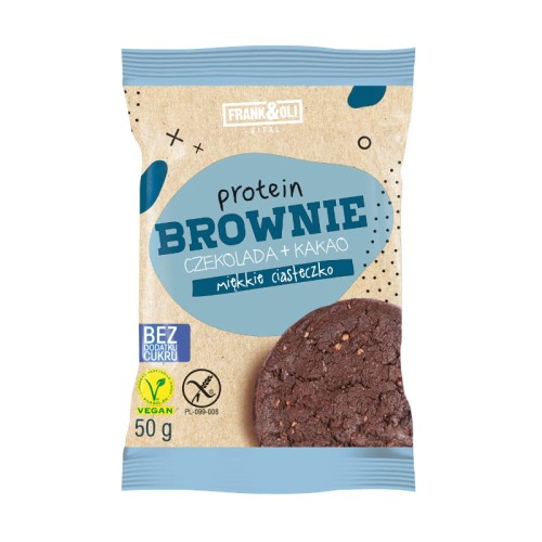 Ciastko miękkie bezglutenowe proteinowe Brownie, bez cukru 50g - Frank&amp;Oil-3018