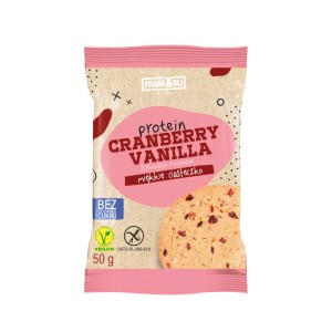 Ciastko miękkie bezglutenowe owsiane z żurawiną i wanilią, bez cukru 50g - Frank&Oli