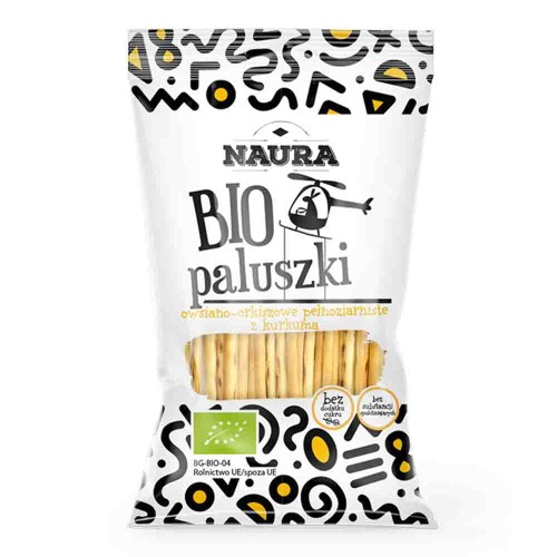 Paluszki owsiano - orkiszowe pełnoziarniste z kurkumą BIO 45g - Naura-3056