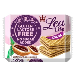 Wafle kakaowe bez glutenu, laktozy i bez dodatku cukru 95g - Lea Life