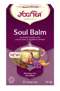 Herbatka Soul Balm z łuskami kakaowymi, herbatą rooibos, pomarańczą BIO (17x1,9g) 32,3G - Yogi Tea