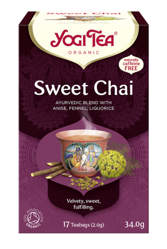 Ajurwedyjska herbata z anyżem, koprem włoskim, lukrecją *Słodki czaj* Sweet Chai BIO 34g (17szt x2g) - Yogi Tea-3451