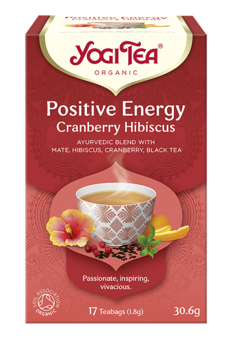 Ajurwedyjska herbata z herbatą mate, hibiskusem, żurawiną, czarną herbatą *Pozytywna energia* BIO 30,6 g (17szt x1,8g) - Yogi Tea-3450