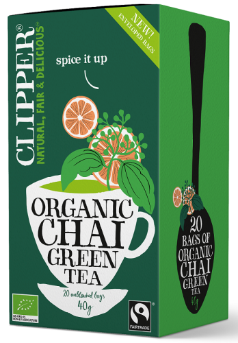 Herbata Zielona Chai z cynamonem i kardamonem Fair Trade BIO (20x2 g) 40g - Clipper-3499