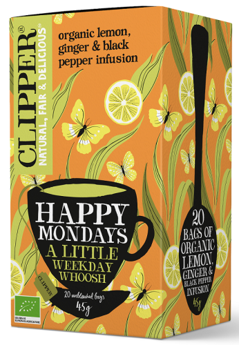 Herbatka Cytrynowa z Imbirem i Czarnym Pieprzem Happy Mondays BIO (20x2,25g) 45g - Clipper-3501