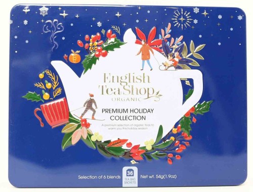 Zestaw herbatek Premium Holiday Collection w ozdobnej niebieskiej puszce BIO (36szt x 1,5g) 54g - English Tea-3560