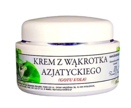 Krem z Wąkrotka Azjatyckiego (Gotu Kola) na blizny, trądzik, obrzęki i cienie pod oczami, 50ml - Farm Vix-3697