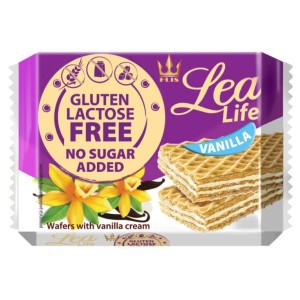 Wafle waniliowe bez glutenu laktozy i bez dodatku cukru 95g - Lea Life 