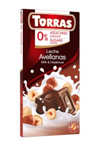 Czekolada mleczna z orzechami laskowymi, bez dodatku cukru, bez glutenu 75g – Torras