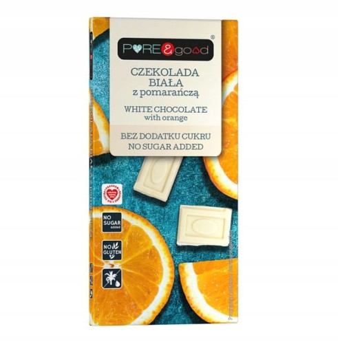Czekolada biała z pomarańczą, bez dodatku cukru 75g - Pure&amp;Good-3842