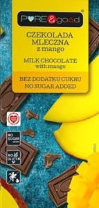 Czekolada mleczna z mango, bez dodatku cukru 75g - Pure&Good