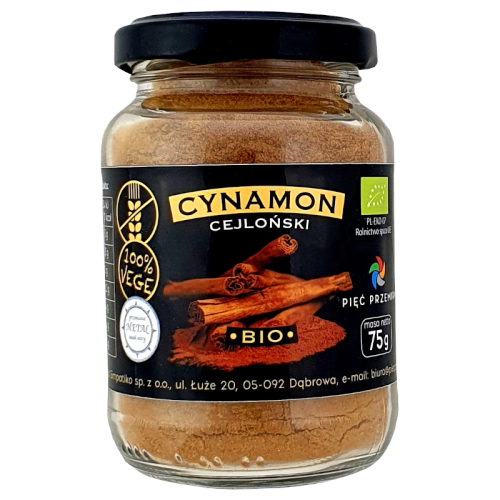 Cynamon Cejloński (słoik) BIO 75g - Pięć Przemian-3859