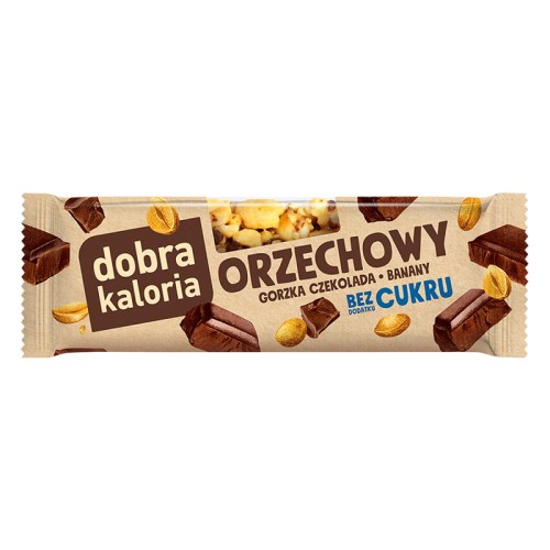 Baton orzechowy *Gorzka czekolada/banany* bez cukru 23g - Dobra Kaloria -3870