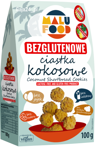 Ciastka *Kokosowe* bezglutenowe, bez dodatku cukru 100g - MALU FOOD-3926
