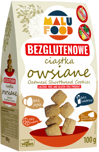 Ciastka *Owsiane* bezglutenowe, bez dodatku cukru 100g – MALU FOOD-3931