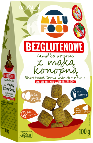 Ciastka *Kruche z mąką konopną* bezglutenowe, bez dodatku cukru 100g - MALU FOOD-3927