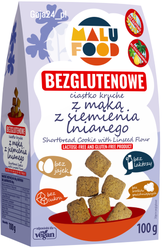 Ciastka *Kruche z mąką z siemienia lnianego* bezglutenowe, bez dodatku cukru 100g - MALU FOOD-3928