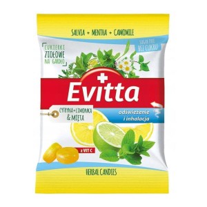 Cukierki ziołowe *Cytryna / limonka / mięta* bez dodatku cukru 60g - Evitta