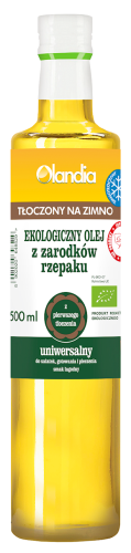Olej z zarodków rzepaku uniwersalny, tłoczony na zimno, BIO 500ml - Olandia-3962