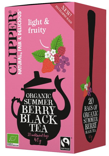 Herbata czarna z czarną porzeczką, maliną i truskawką Fair Trade BIO (20x2g) 40g - Clipper-4019