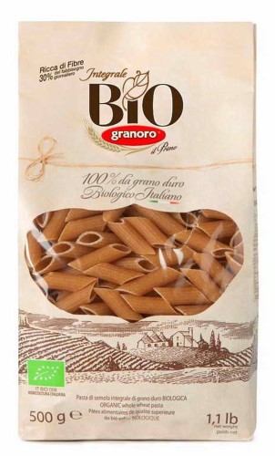 Makaron *Mezze Penne Rigate* z włoskiej pszenicy Durum pełnoziarnisty 500g - Granoro-4040