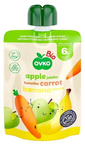 Przecier *Jabłko-marchew-banan* po 6 miesiącu życia BIO 90g - OVKO-4046