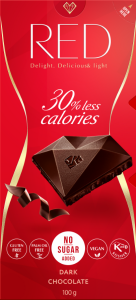 Czekolada ciemna 30% mniej kalorii, bezglutenowa 100g - RED Delight